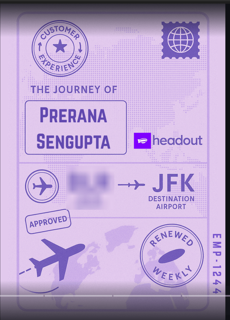 This image shows a weekly passport we got during the training days at Headout. This is the first page of a 4-5 paged document. It is a fun way of sharing the message that the associate is right on track!